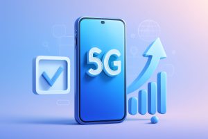 Futuristic smartphone array displaying sleek modern designs and vivid screens