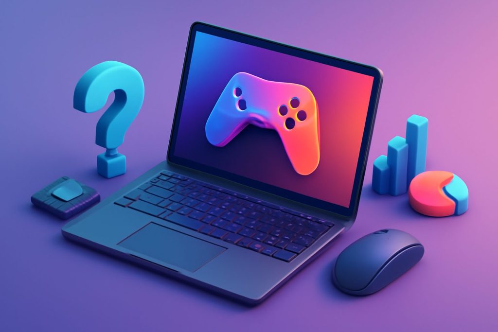 Modern gaming laptop with RGB keyboard on a sleek desk setup
