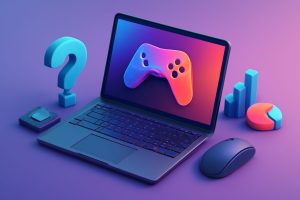 Modern gaming laptop with RGB keyboard on a sleek desk setup