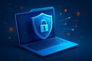 Variety of digital shield icons representing security