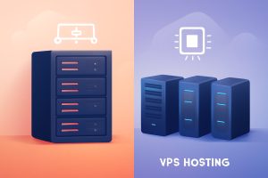 A small business owner comparing shared and VPS hosting options on a laptop screen
