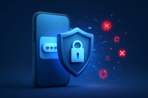 Digital interface displaying multiple security and password icons