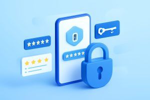 Various digital padlocks representing different password managers