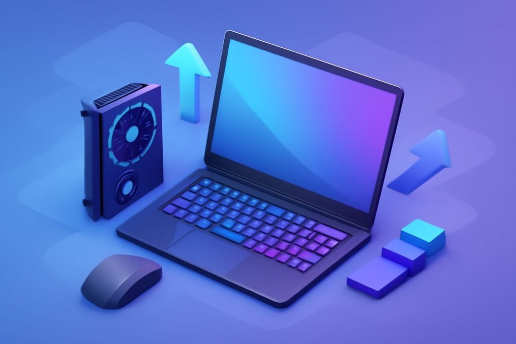 Modern gaming laptop with RGB keyboard and high-resolution display