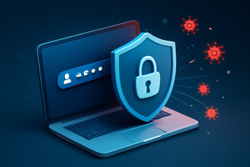 A modern interface with a lock icon and a list of password tools