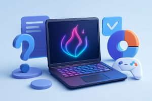 Sleek modern gaming laptop with futuristic design on a desk