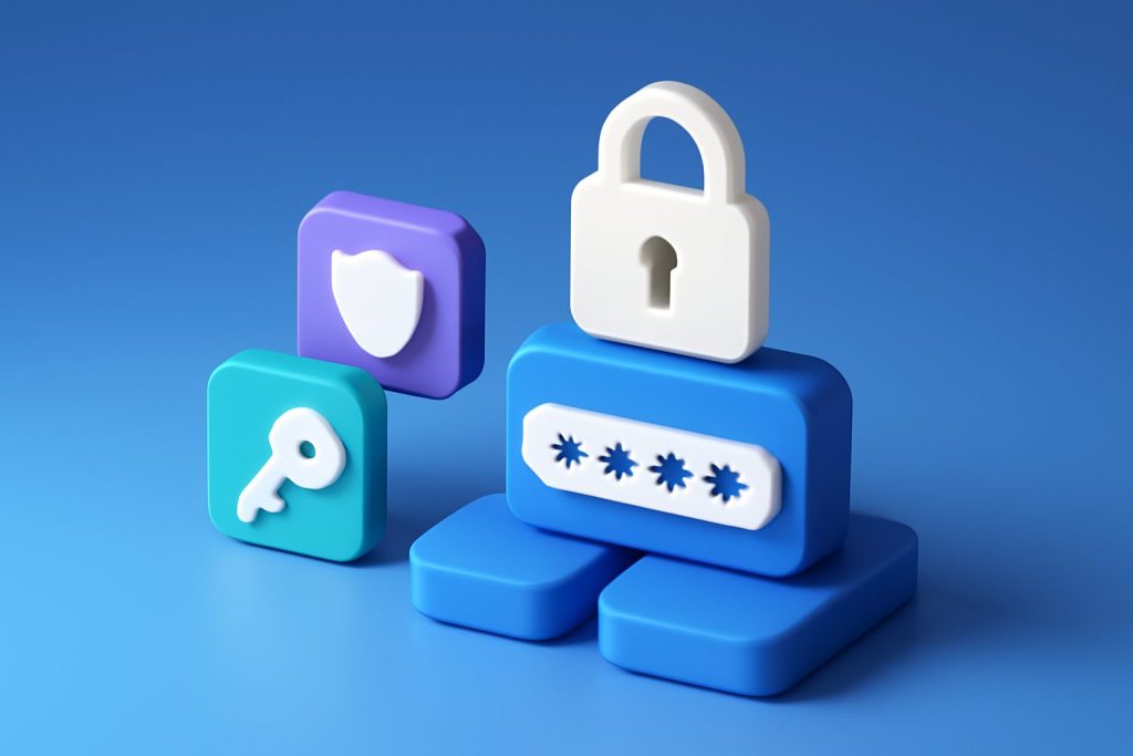 Modern digital devices displaying password manager applications