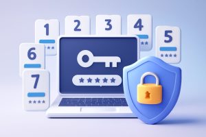 Modern digital illustration featuring multiple secure and colorful locks