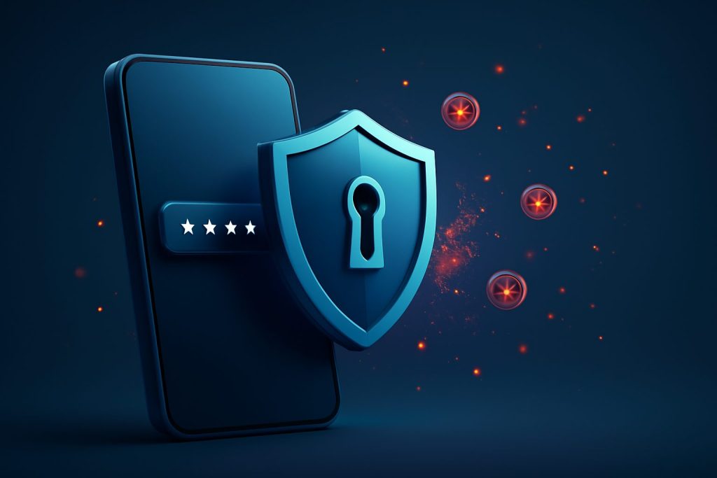 A variety of digital locks and keys on a virtual screen