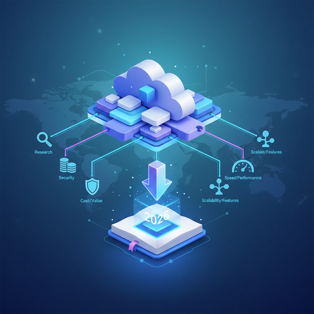 A clean, modern data center with glowing servers and digital lines indicating data transfer, symbolizing secure and efficient cloud storage solutions for 2026.