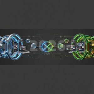 A conceptual split image with two abstract, glowing digital pathways against a dark background, representing a choice between two different VPNs.