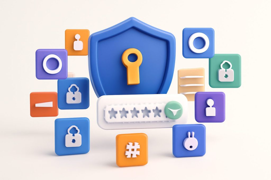 Laptop with padlock and keys signifying online security