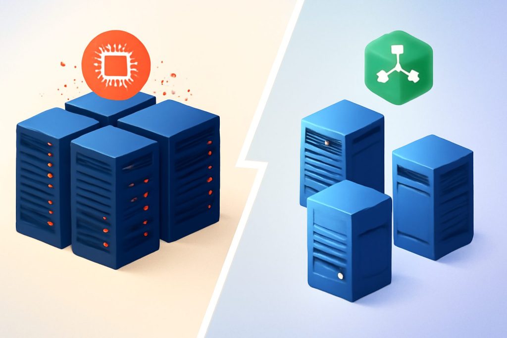 Comparison chart with icons of different hosting providers and features