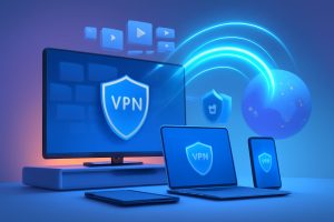 Comparative analysis of various VPN services in 2026 on screens