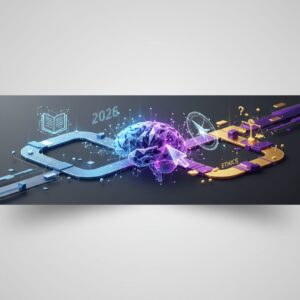 Abstract digital landscape with data streams converging around a central glowing brain-like node, representing ethical decision-making in AI content generation, surrounded by stylized human and machine interfaces.