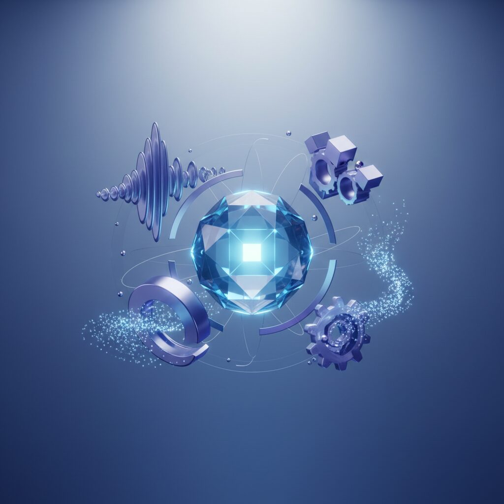 A futuristic digital interface displaying multiple holographic AI assistants interacting with a user in a smart home environment, vibrant and sleek.