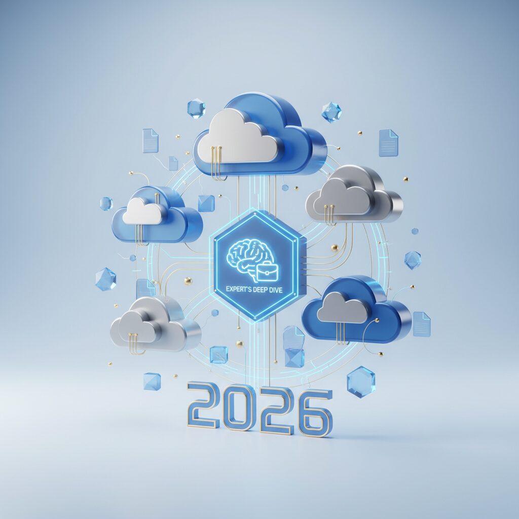 A group of diverse small business professionals collaborating with laptops and tablets, surrounded by abstract digital data flowing into a secure, stylized cloud icon.