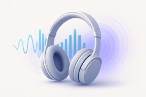 Modern headphones with sleek design on a white surface