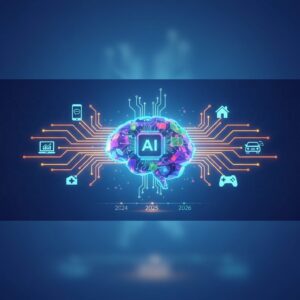 Abstract representation of advanced AI neural networks and microchips glowing with data streams, symbolizing future processing power and efficiency for 2026.