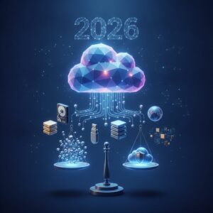 A futuristic, abstract representation of data flowing securely into multiple interconnected cloud servers with a protective digital shield around them, symbolizing advanced security and global access.