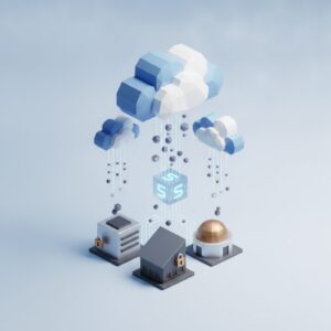 A diverse small business team collaborates in a modern office, a digital tablet displaying secure cloud storage icons, symbolizing efficient data management and future-ready solutions.