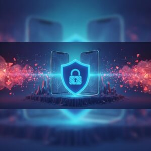 Abstract representation of a secure digital network with glowing data streams and shield icons, symbolizing advanced data protection and strategic cyber defense for 2026.