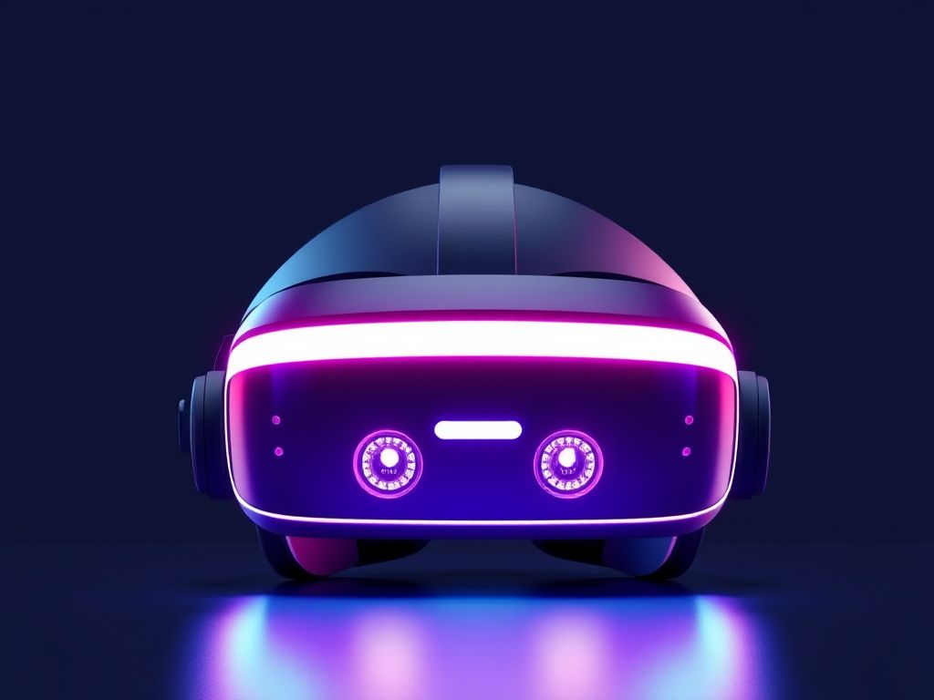 A futuristic room filled with advanced virtual reality headsets and technology