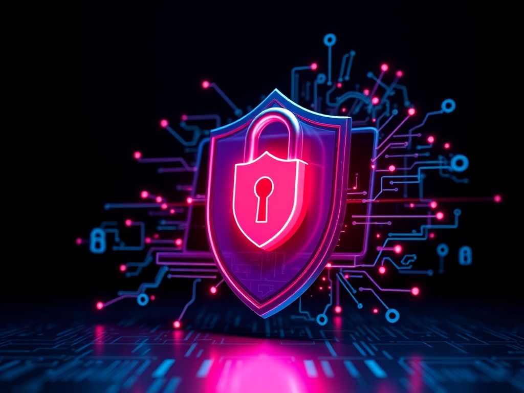 Remote worker using a secure laptop and encrypted devices in a home office setting.