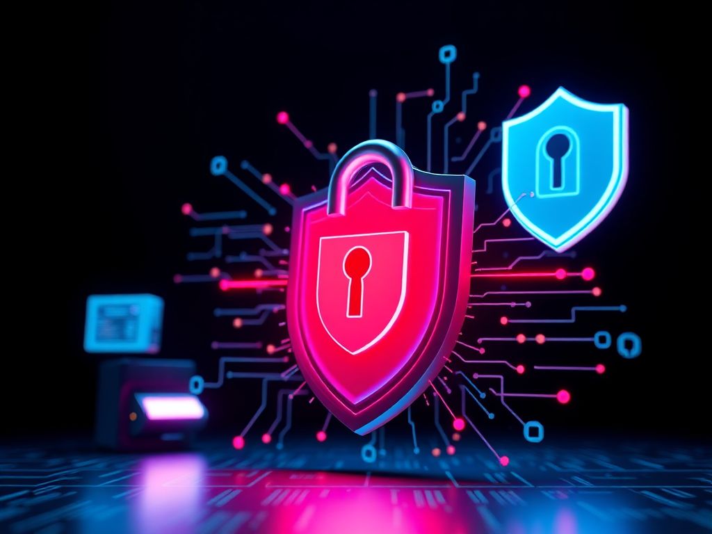 Cybersecurity tools and technology in a modern office setting with tech professionals reviewing data on screens