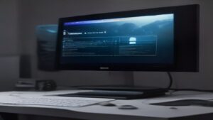 A high‑end AMD Ryzen AI 400 laptop sits on a clean desk with a glowing screen displaying code, emphasizing performance and sleek design