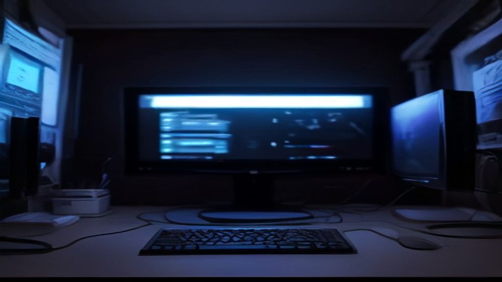 A top‑down arrangement of six gaming mice on a dark desk, with a laptop, RGB lighting, and a mouse pad visible in the background