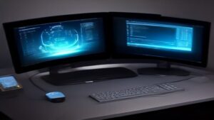 A tidy display of top gaming gear—a mouse, ergonomic keyboard, headset, and responsive controller—arranged on matte surface.