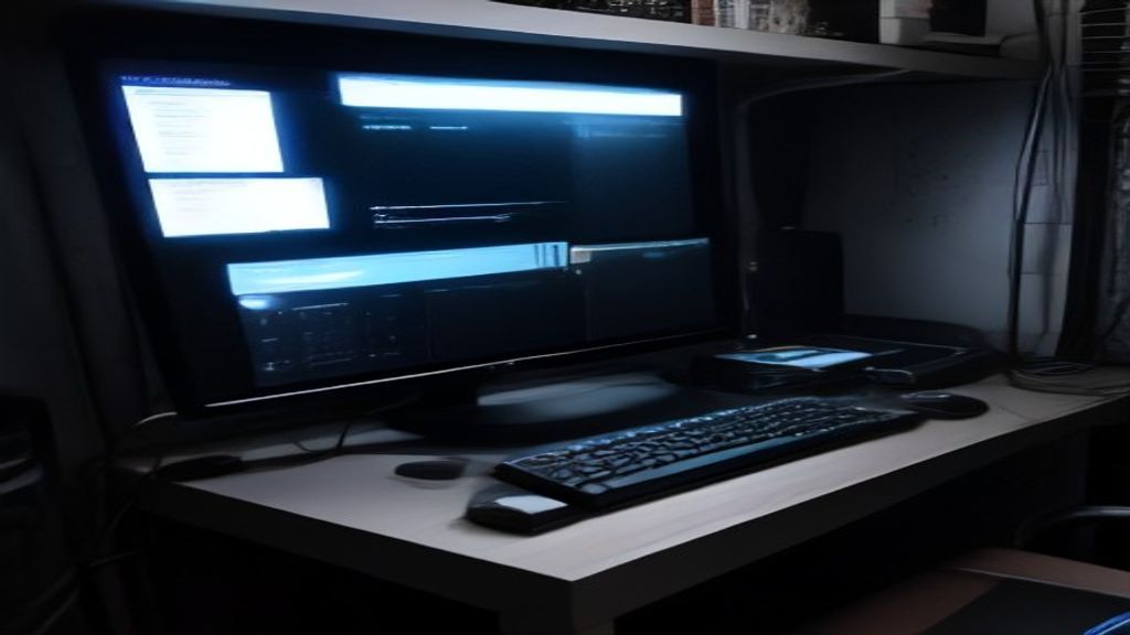 Modern desk with a disassembled PC case, RGB GPU, CPU, RAM, tools, and a monitor displaying code