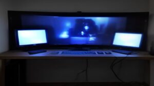 Next-gen handheld gaming PCs with OLED displays arrayed against a Steam Deck, showcasing smoother gameplay and higher frame rates.