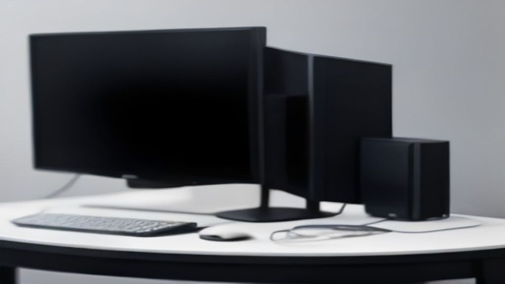 A gaming setup with a monitor showing a Linux desktop game launcher, RGB lighting, and a keyboard in a dark room