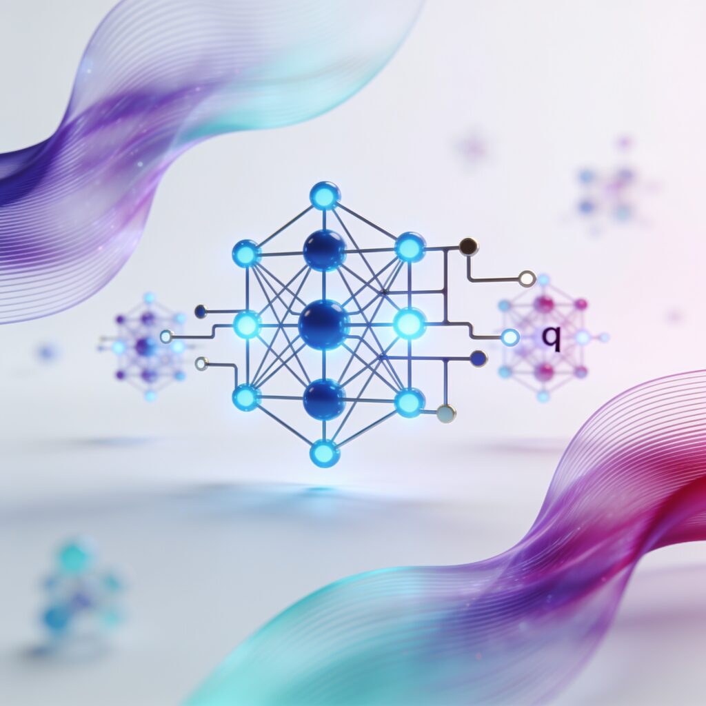 A futuristic lab with quantum computers, glowing quantum circuits, and digital data streams representing breakthroughs in 2026