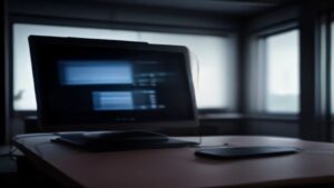A sleek digital dashboard displaying performance metrics, code graphs, and optimization charts on a high-resolution monitor
