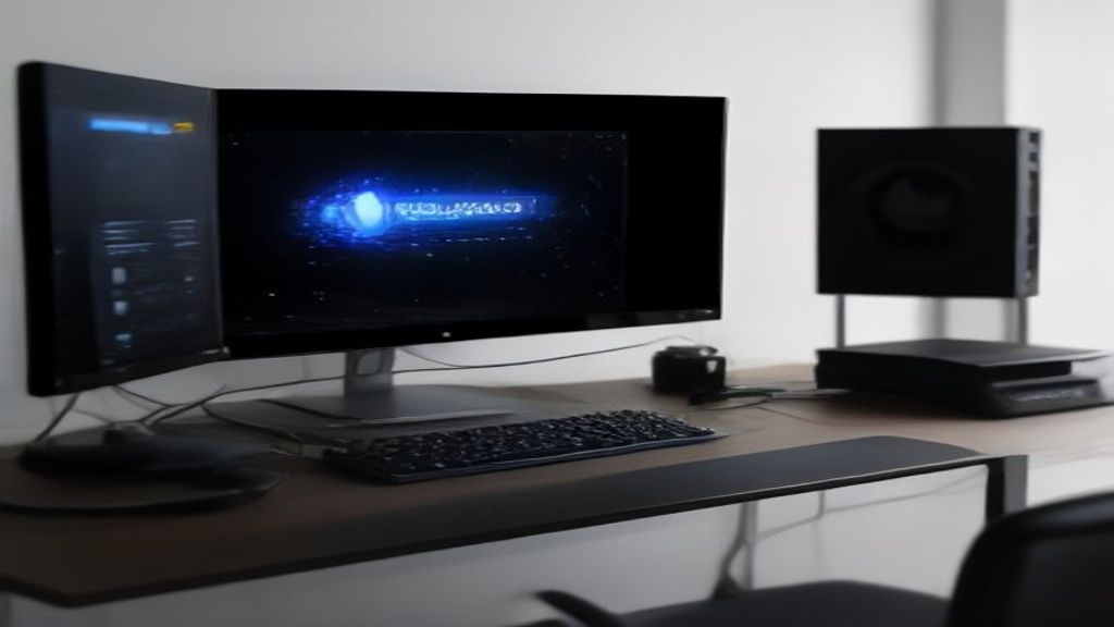 Modern server rack with glowing lights and technicians monitoring performance metrics on high-resolution screens in a clean data center environment