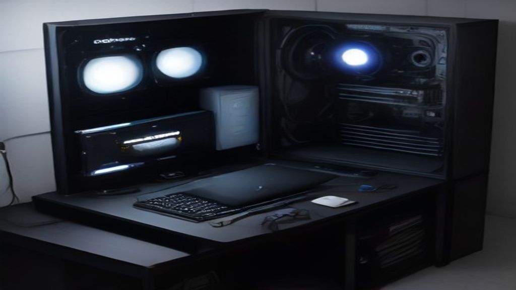 A modern server rack illuminated by blue LED lights with flowing data streams on a dark gradient backdrop