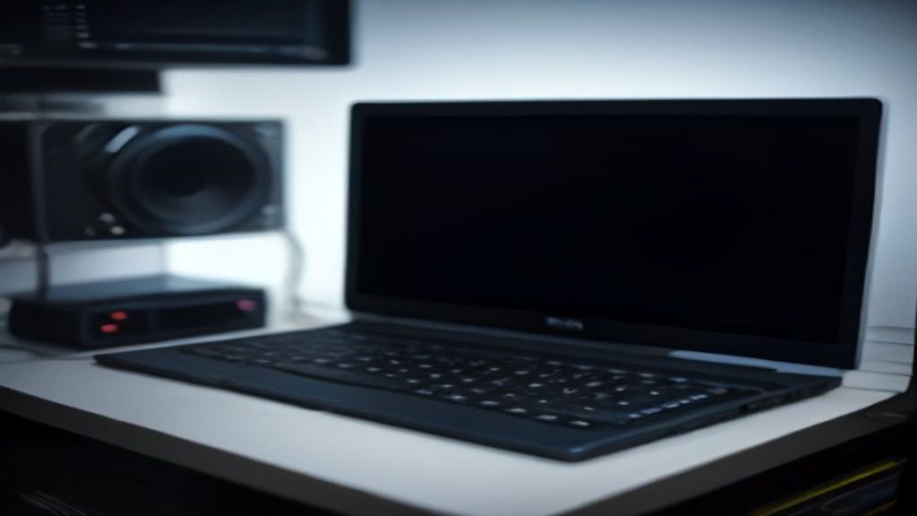 Modern workspace with laptop speed lines and data charts representing tech performance optimization