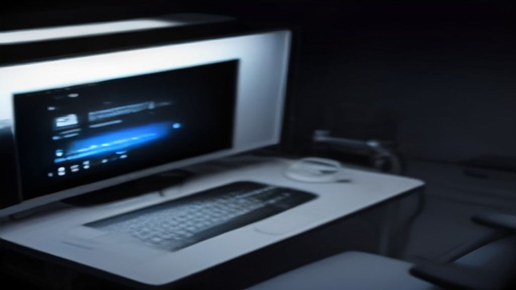 A modern server rack with blue LED lights in a dimly lit data center