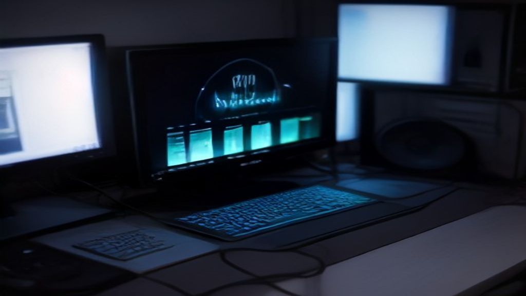 A sleek modern data center with glowing server racks and holographic performance metrics displayed in the air.