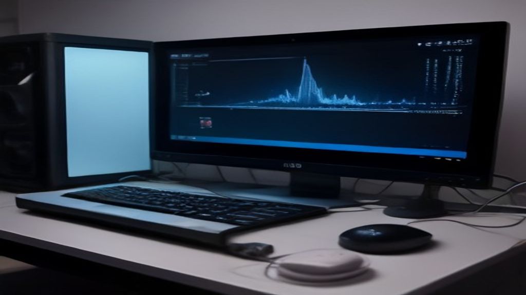 Modern data center with flowing light streams and speed graphs representing tech performance optimization