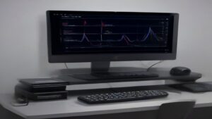 Two sleek ultrabooks side by side displaying battery indicators, a Windows Copilot+ PC beside an Apple MacBook Air on a minimalist desk setup