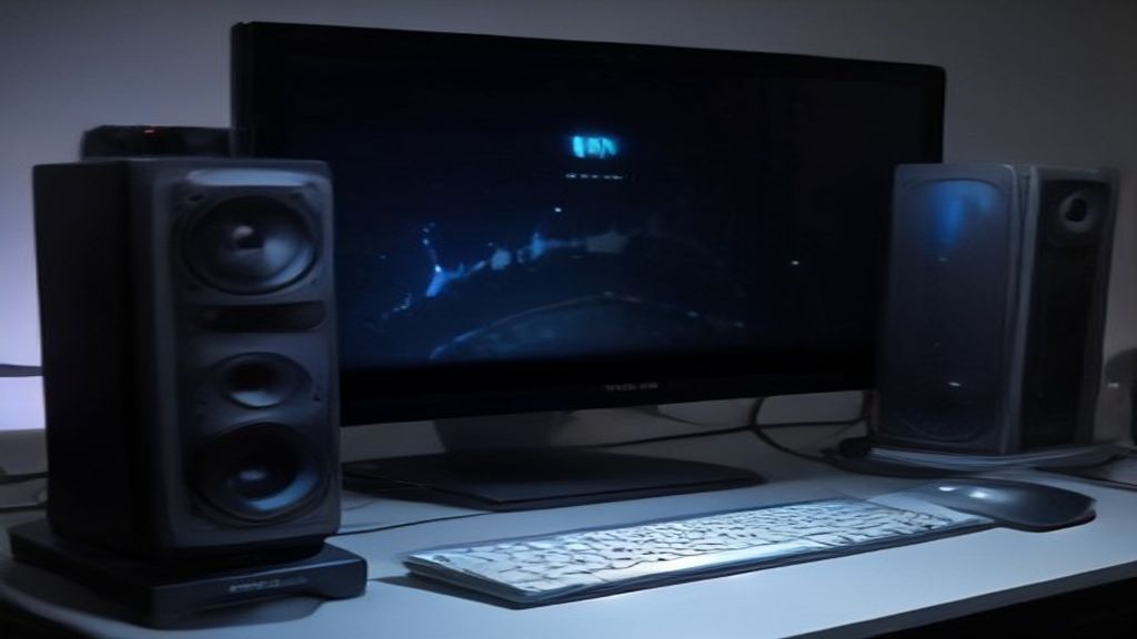 A sleek AI laptop on a glass desk with soft blue lighting, displaying code on its screen while a minimalist workspace surrounds it