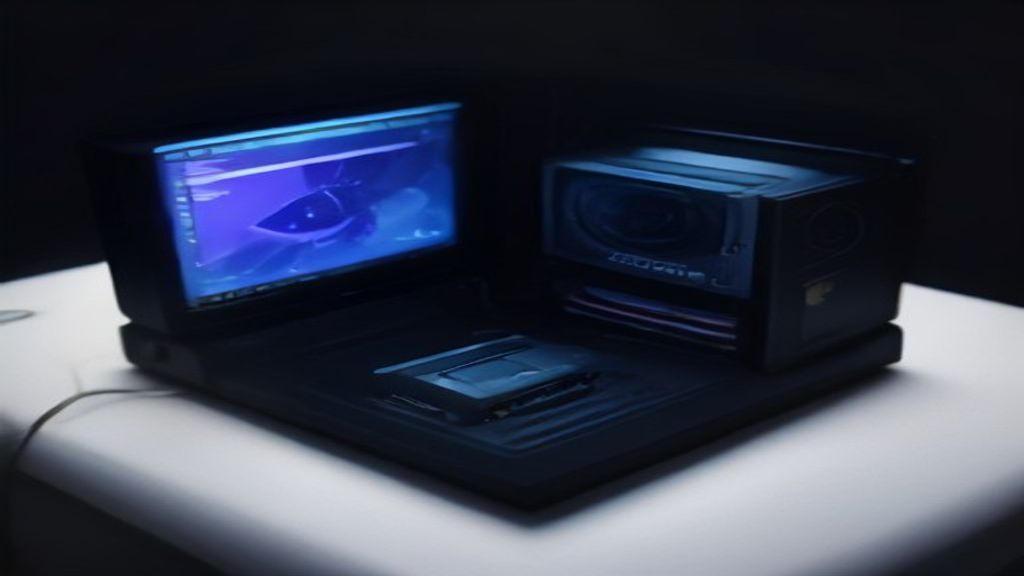 A sleek next-generation GPU illuminated by blue neon circuits, with neural network nodes overlaying the chip, dark background