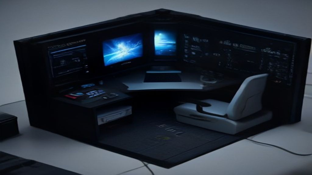 Workstation with monitors showing AI-enhanced renders, Quadro X-Series GPUs visible in a clear chassis, real-time ray tracing in action.