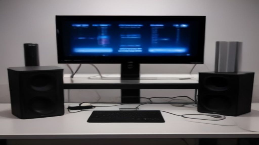 A sleek futuristic VR/AR headset floats above a neon-lit gaming rig, surrounded by dynamic holographic UI swirls that showcase cutting-edge mixed reality technology.