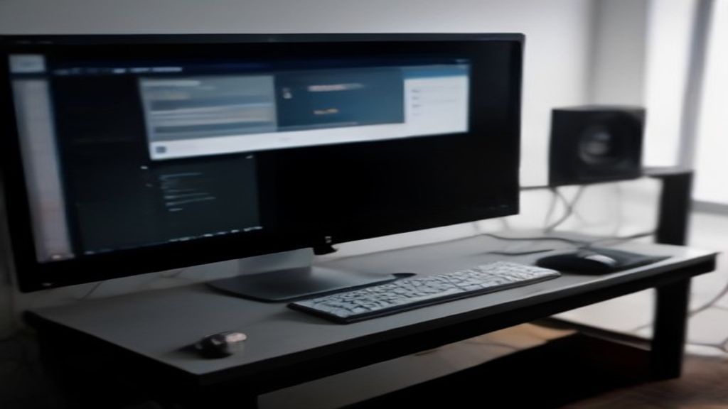 A sleek futuristic workspace featuring ROG Zephyr Ultra peripherals glowing with ambient AI-driven lighting on a dark desk