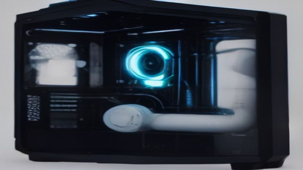 A modern studio with a developer using holographic UI panels, AI code assistant, concept art on a screen, and a team collaborating around a table